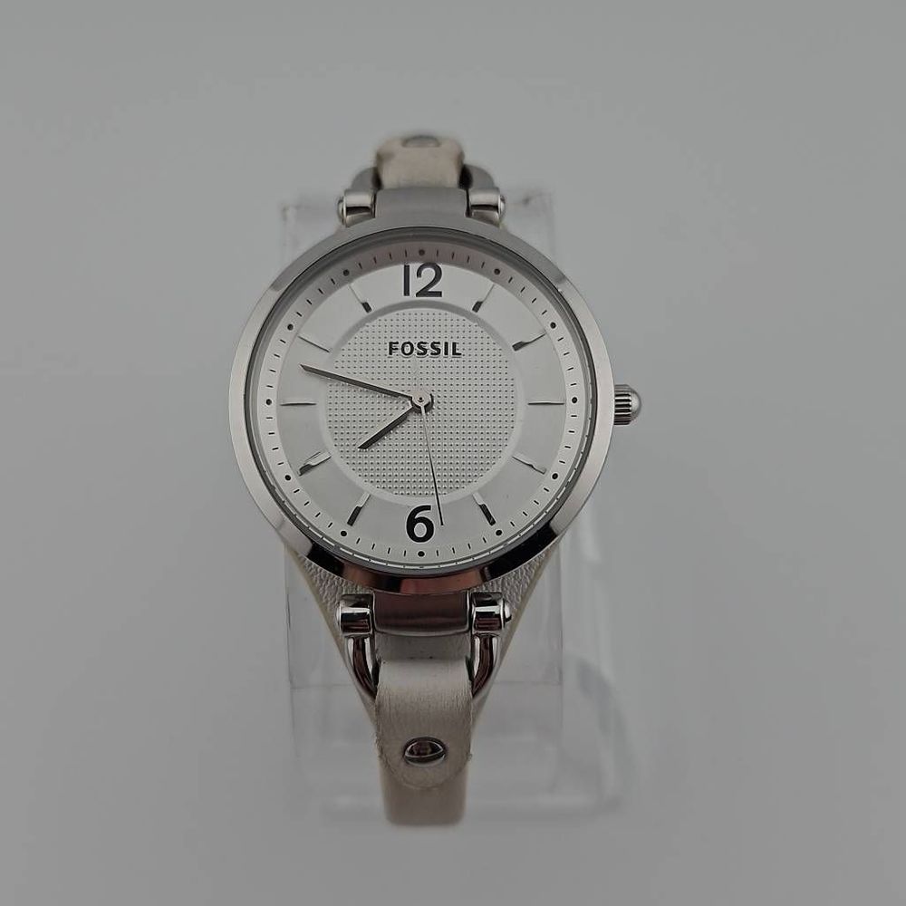 Fossil Georgia White Dial White Leather Ladies Watch New Battery